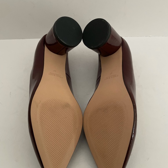 Zara Collection Burgundy Gloss Heels Size 37 - Picture 5 of 6
